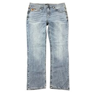 Rank 45 Light Wash Straight Leg Jeans Men 34x32 (36x30) Blue Western Denim